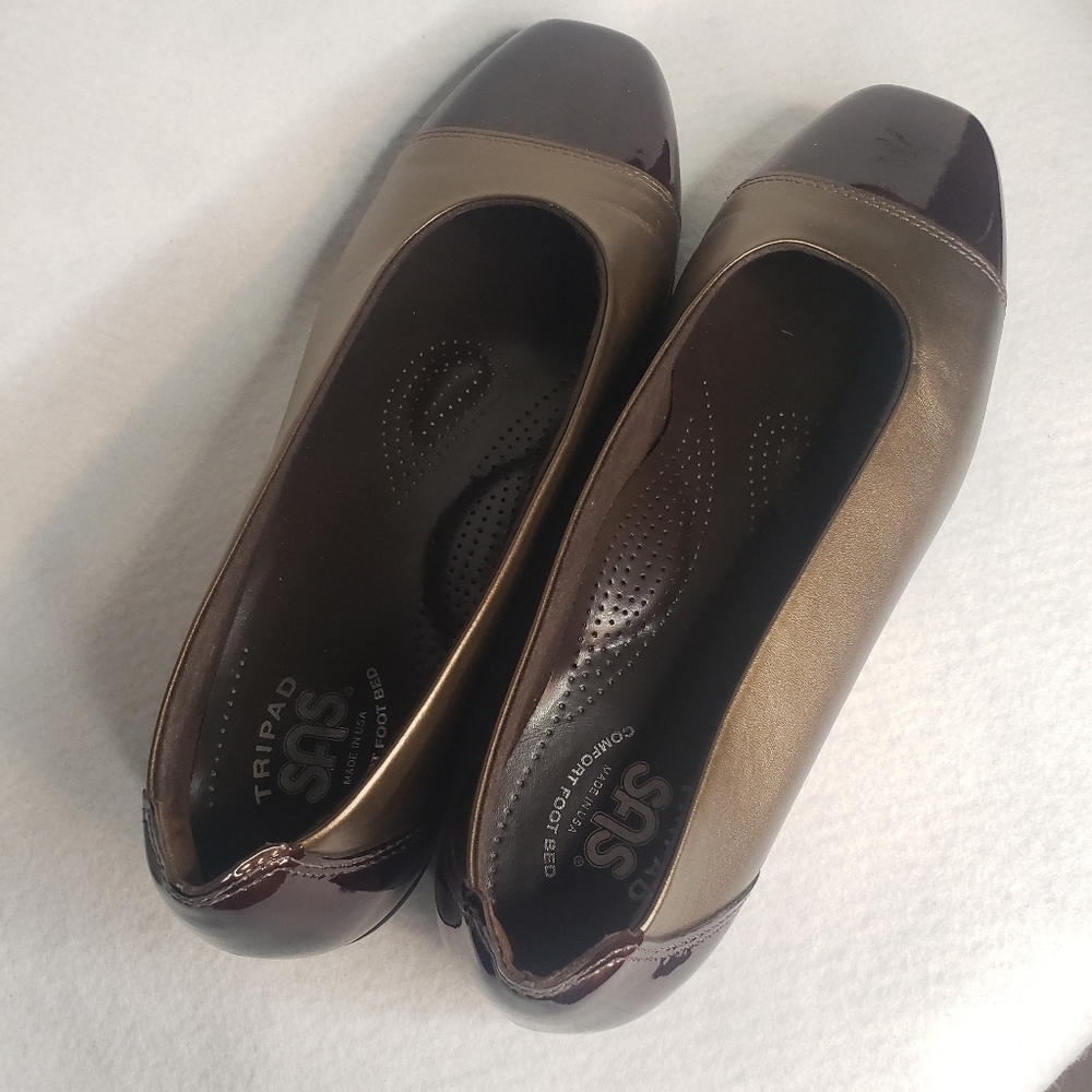 SAS 'Coco' Flats in Burnished Brass & Brown - Women's size 9M - Picture 5 of 12